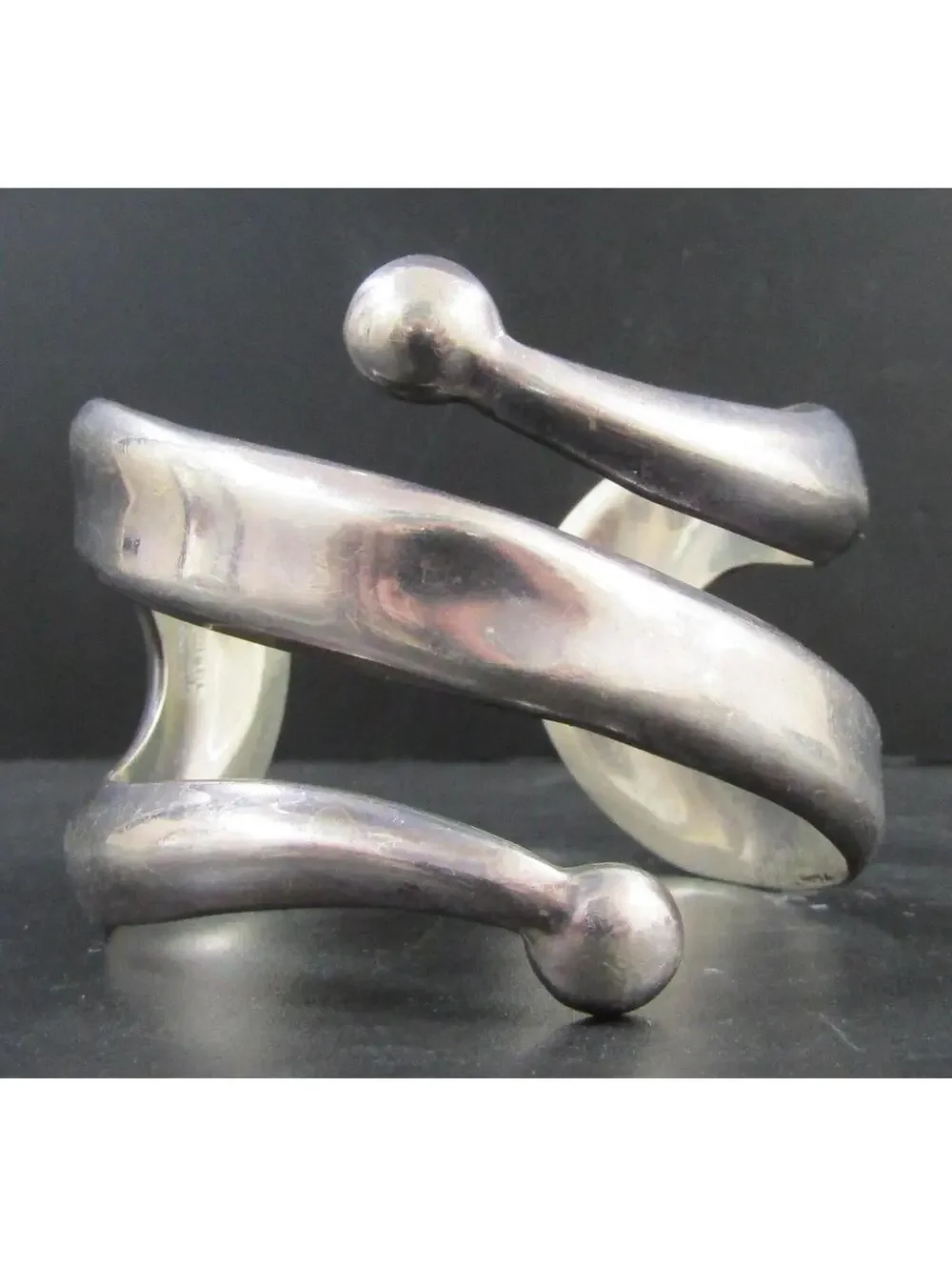 Taxco TH-17 63.4g Sterling Silver Swirl Bracelet - Picture 1 of 8